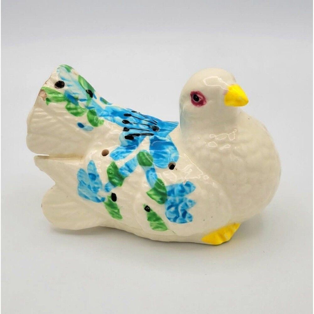 Vintage Sweet Ceramic Floral Dove Bird Potpourri Holder Figurine